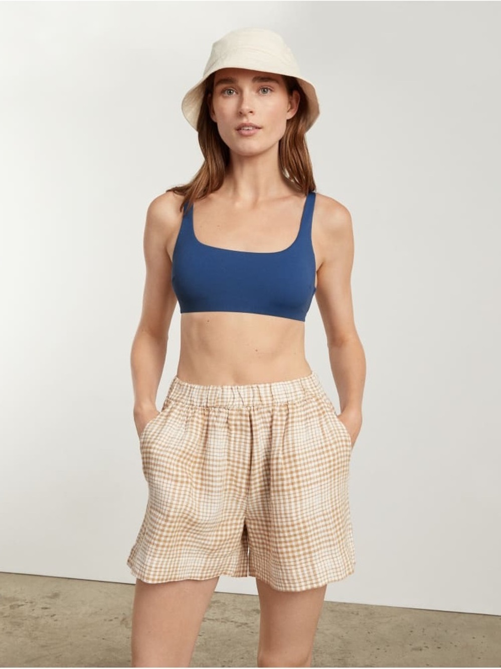 Everlane The Square Neck Bikini Top Blue NWT